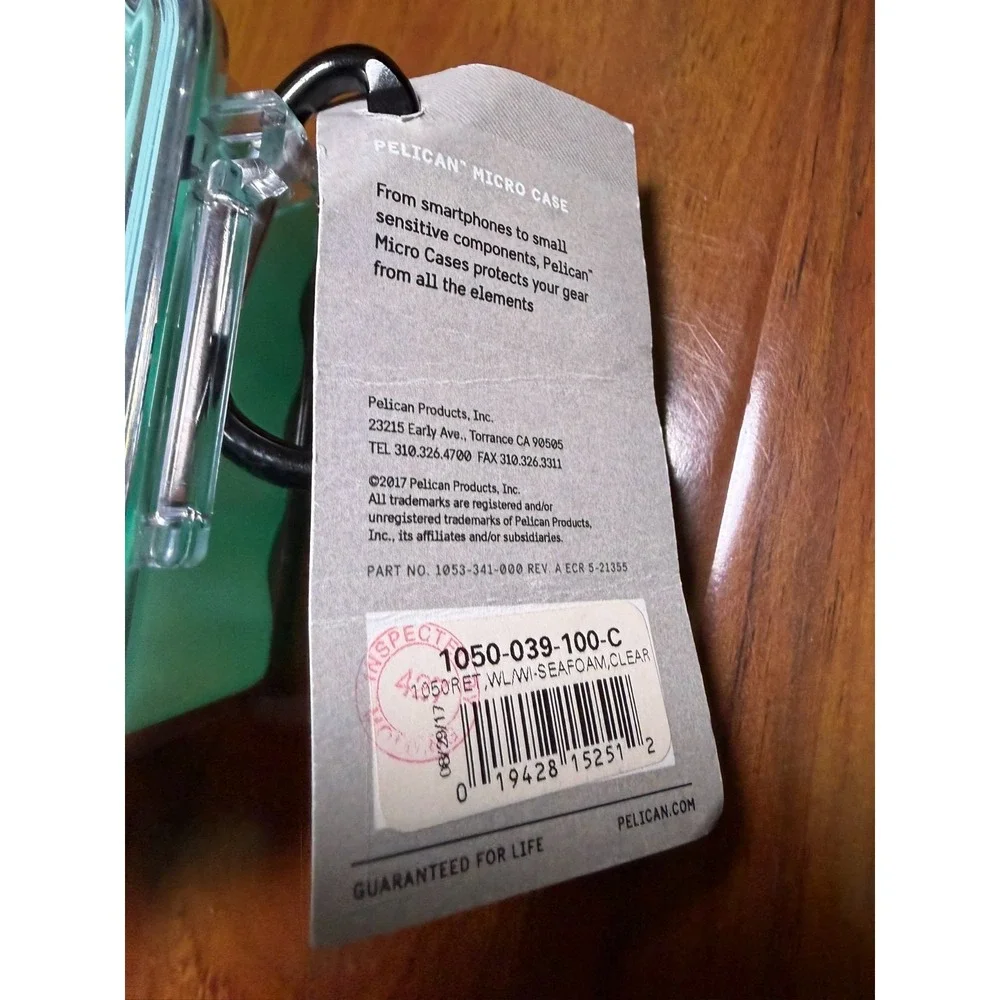 NWT Pelican 1050 Watertight Hard Micro Case Clear / Seafoam Waterproof